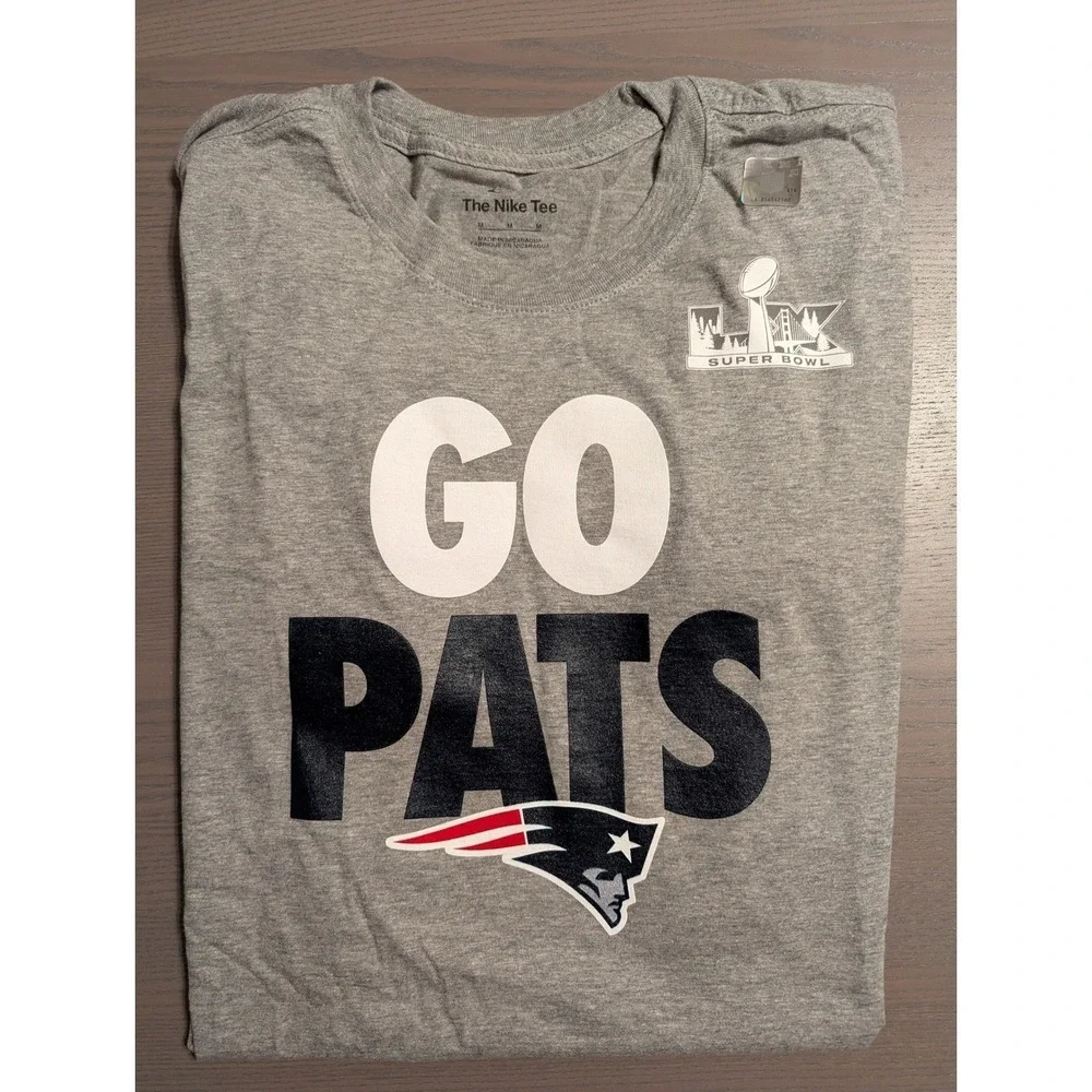 Nike Men New England Patriots Super Bowl 50 Go Pats T-Shirt XL Gray Heather